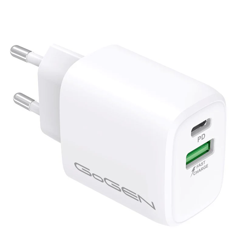 Мережевий зарядний пристрій GoGEN ACHPD220, 1 x USB-C 20 W ,1x USB-A 18 Вт (ACHPDQ220W)